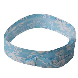 e4Hats Pleated Fabric Print Hat Band   R Hawaiian Flower Light Blue at 