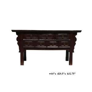  Chinese Rustic Brown Lacquer Drawers Coffer Table Ass512 