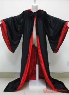 Black Cape Hooded Cloak Wizard Robes Costumes witchery  