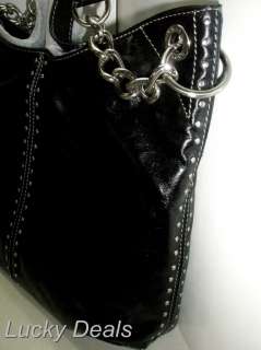 MICHAEL KORS ASTOR SHOULDER CHAIN TOTE HANDBAG Black leather bag New 