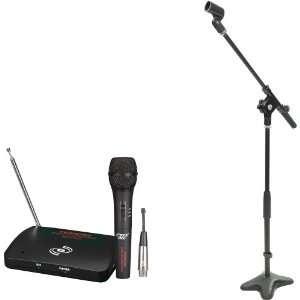 com Pyle Mic and Stand Package   PDWM100 Dual Function Wireless/Wired 
