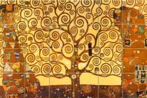Mural Tree of Life Ceramic Bath Backsplash Tile Klimt  