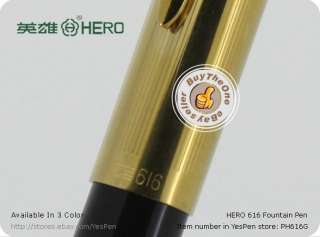 Early HERO 616 Fountain Pens Gold Cap Hooded Nib Black  