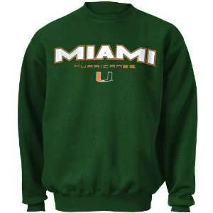  Miami Hurricanes Green Bevel Square Crew Sweatshirt 