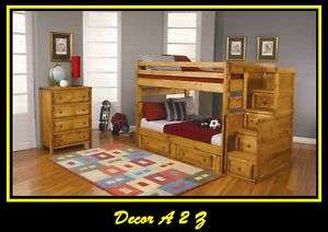 Oak Full /Full storage bunk bed 5 pcs Set.  