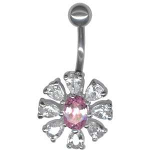   Full Bloom Belly Button Ring 14g 3/8 Navel Ring Body Jewelry Jewelry