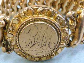 Vintage stretch gold filled band bracelet monogramed  