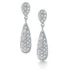 Bling Jewelry Sterling Silver Diamond CZ Pave Long Teardrop Earrings