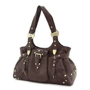  LYDC Luxury Style Studded Accent Satchel   Brown (14 