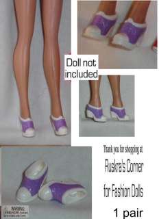 Barbie doll whitepurple chunky high heels tennis shoes  