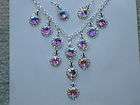 Silver Swarovski Crystal Necklace and earring set  