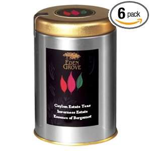 Eden Grove Black Tea Bergamot, 2 Ounce Tins (Pack of 6)  