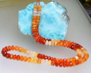 RARE GEM FACETED MEXICAN FIRE OPAL BEADS STRAND 59ct  