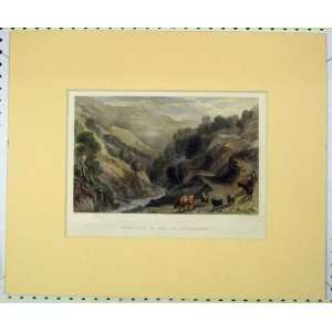1840 Hand Coloured Print View Maneille Val Germanasca:  