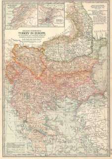 BALKANS. Turkey in Europe: Old Antique Map.1903  