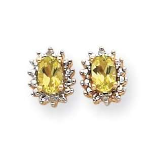   .04ct Diamond and Peridot Birthstone Earrings   JewelryWeb Jewelry