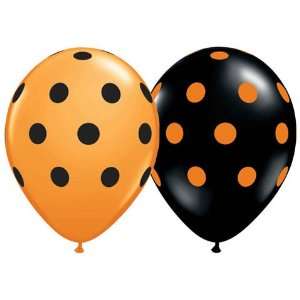   Assorted Black and Orange Polka Dot (12) Latex Balloon: Toys & Games