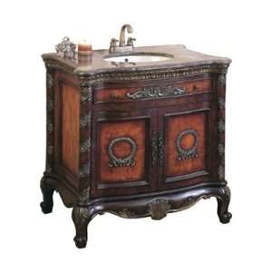  Wood Victorian Single Sink Bathroom Vanity with Marble Top 