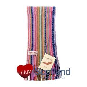  Knitted Cashmere Scarf Red And Blue Multistripe