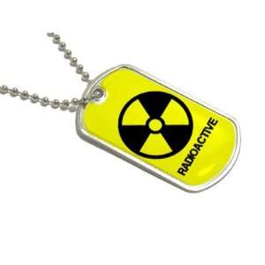Radioactive Symbol   Nuclear Military Dog Tag Keychain