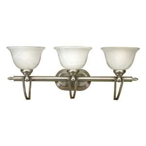   Three Lights with Faux Etched Alabaster Glass, Empire Silver Finish