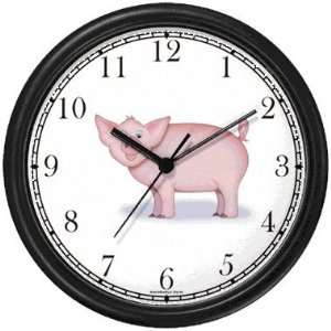  Pink Pig Cartoon   JP Wall Clock by WatchBuddy Timepieces (Slate 