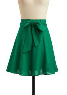   Skirt   Green, Solid, Bows, Casual, A line, Spring, Summer, Mid length