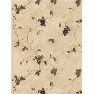  Grape Vines Gold Wallpaper in Kitchen Style