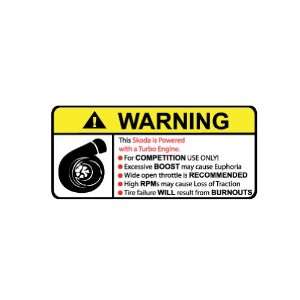  Skoda Turbocharger Type II Warning sticker decal