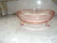Pink Depression Glass Manhattan 3 Footed Candy Dish  