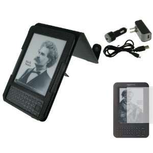  5n1 Convertible (Black) Leather Case with 3 Way Adjustable Stand 