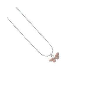  Small Pink Butterfly Ball Chain Charm Necklace [Jewelry 