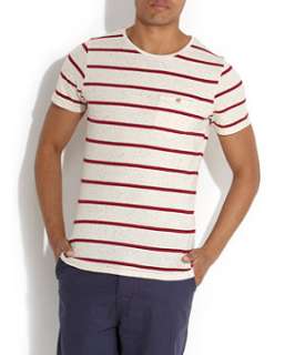   (Stone ) Red and Cream Flecked Stripe T Shirt  241775716  New Look