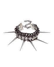 Charcoal (Grey) Black and Silver Chain and Spike Bracelet  254699203 