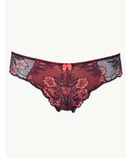 Blue Pattern (Blue) Two Tone Lace Brief  233157049  New Look