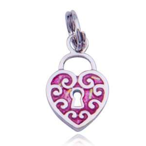  Sterling Silver Heart Lock Charm: Jewelry