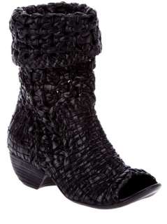 Elisa Nero Peep Toe Knitted Leather Boots   Penelope   farfetch 