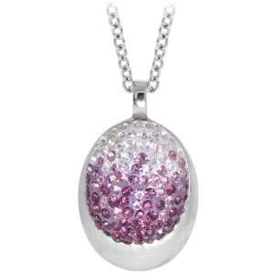   Inox Jewelry Womens Violet Sparkle Ellipse Pendant Necklace Jewelry