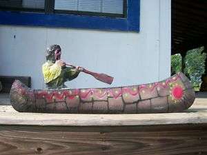 War Canoe Chainsaw Brave Birch Bark Warrior Wall Art  