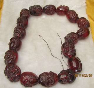 Tibet  Amber carving eighteen lohans buddha beads  