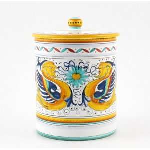  Hand Painted Italian Ceramic 8.6 inch Canister 