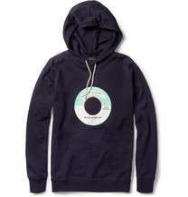 printed loopback cotton and linen blend hooded top