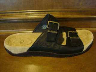 New Mens 11 UGG WHALEN Black Leather Buckle Sandals  