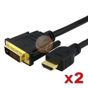  2 X Hdmi To Dvi Cable 5Gbps M/M, 25 Ft, Black Electronics