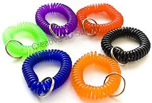 NEW SPIRAL WRIST COIL KEY CHAIN KEY RING HOLDER STRETCHABLE   6 COLOR 