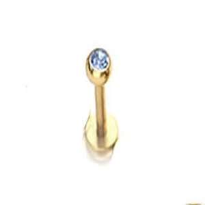   3mm Blue Cz Gem Gold Plated Labret Lip Ring Chin Monroe L12: Jewelry
