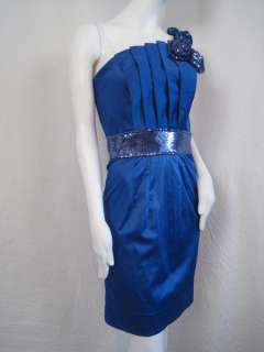 498 Julian Joyce for Mandalay Dress One Shoulder Blue 2 XS #0007MX 