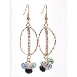  Multicolor Crystal Dangling Hoop Earrings: Jewelry
