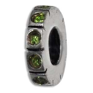  August Wheel with Peridot Color Crystals European Bead 