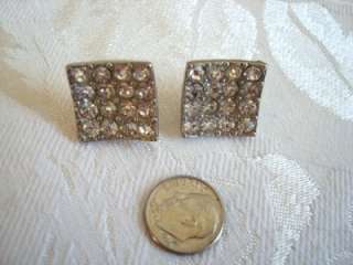 Vintage Rhinestone Earrings ~ Clear Stones  